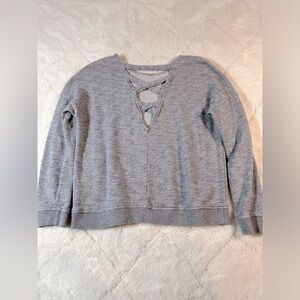 Gap Fit cross back wide semi crop sweat shirt women’s size S small gray